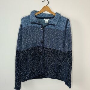 Orvis Blue Ombré Heavy Sweater Button Down Knit Size S